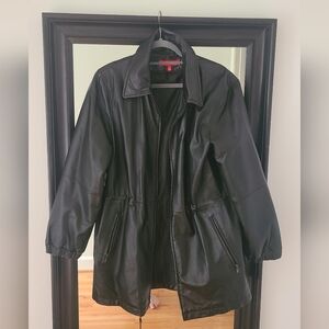 Oversized Genuine Black Leather Jacket